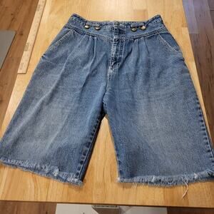 Vintage Fabrizio Sportwear 90's Denim Yoke Jean Shorts Cutoff Suspender Button